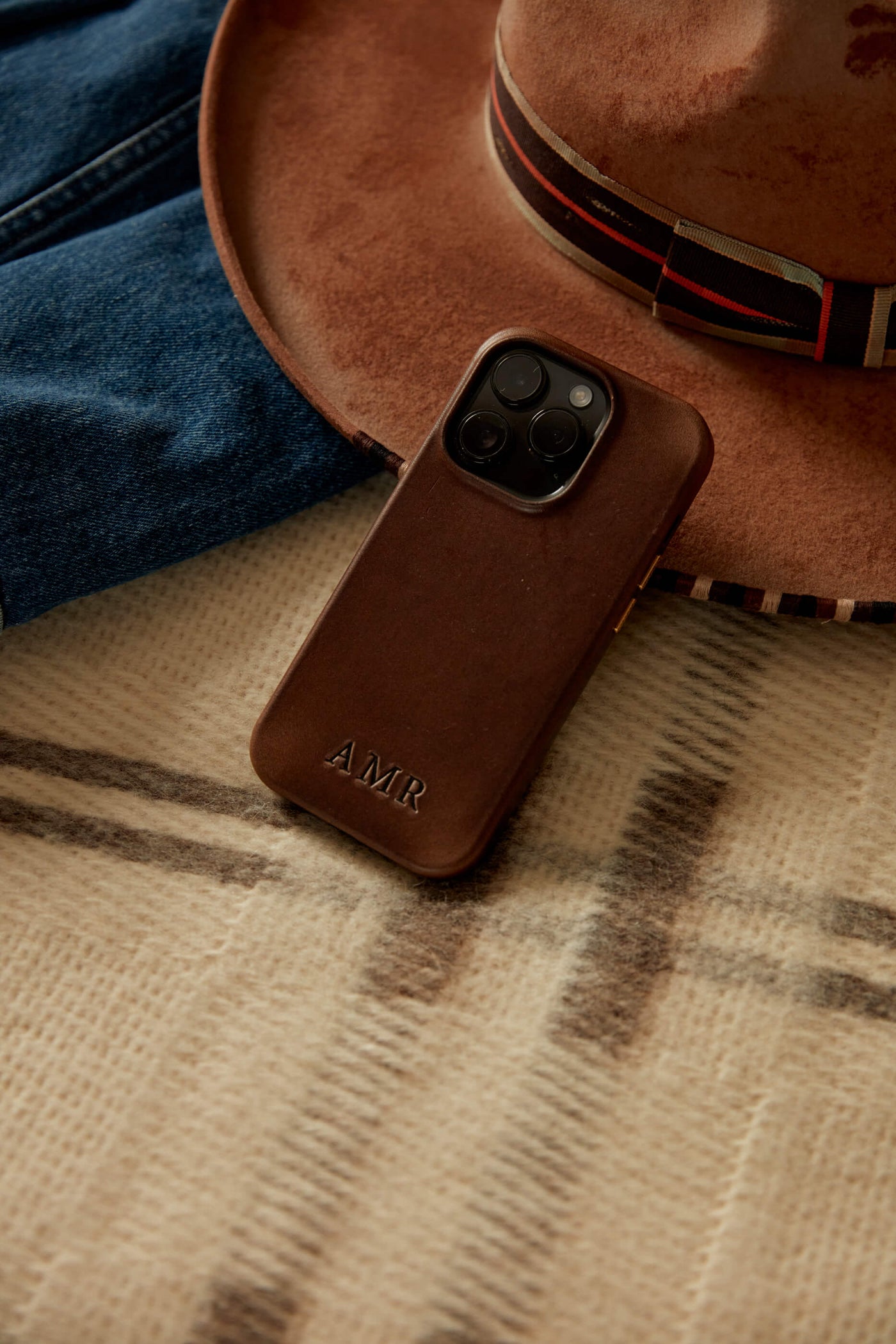 The Monogrammed Leather Phone Case - iPhone 13, 14